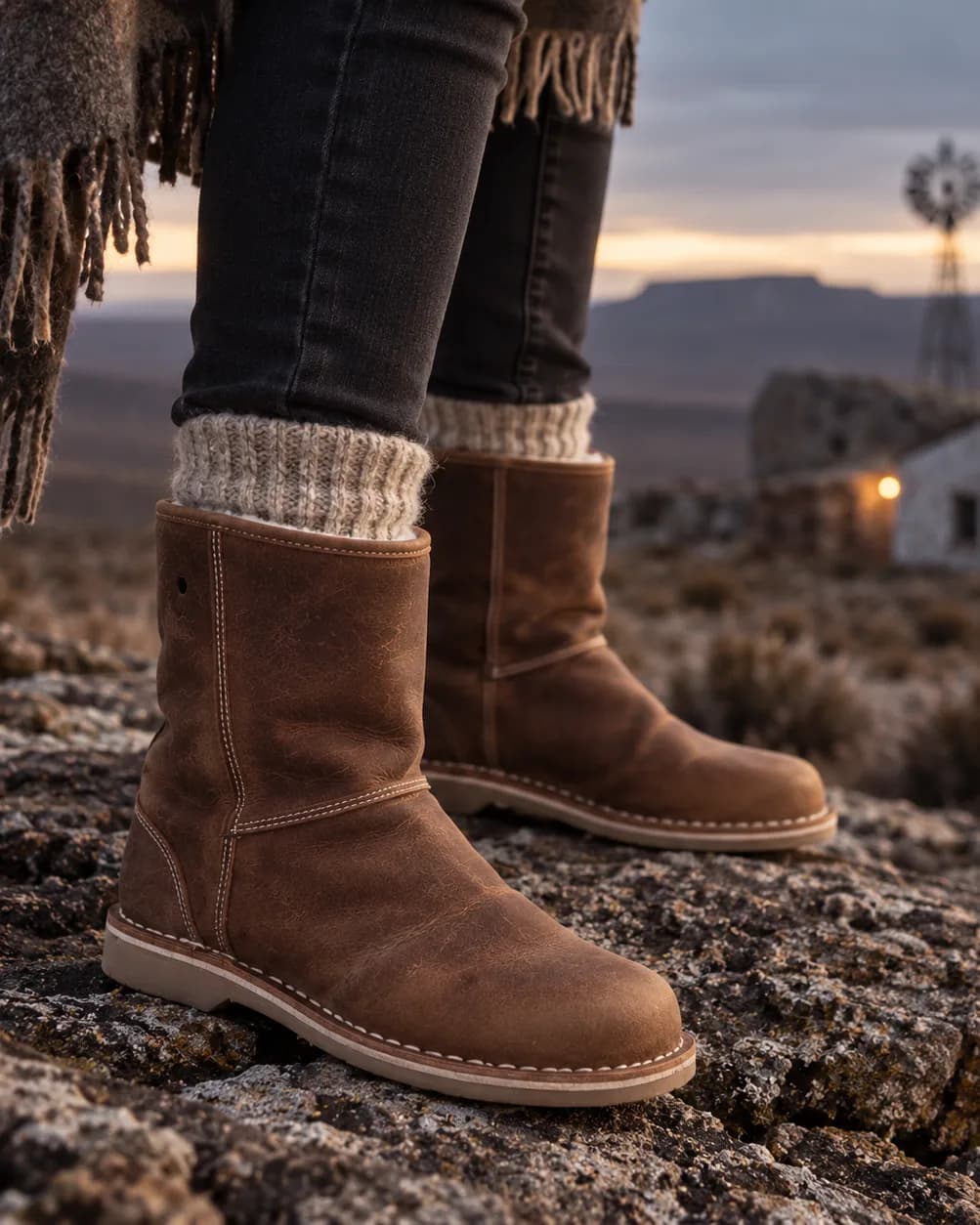 The Sutherland, handmade leather wool boots